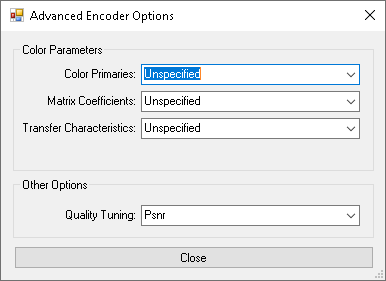 rav1e Advanced Options