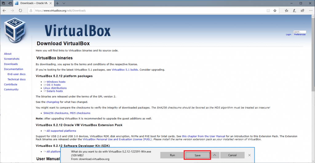 Downloading Virtualbox 3