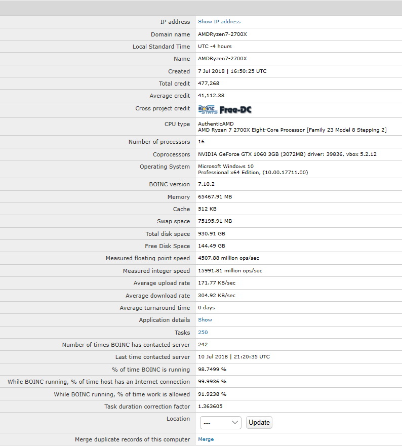 Primegrid Host Details