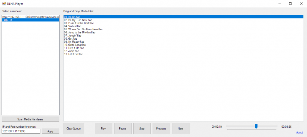 DLNA Player Screenshot