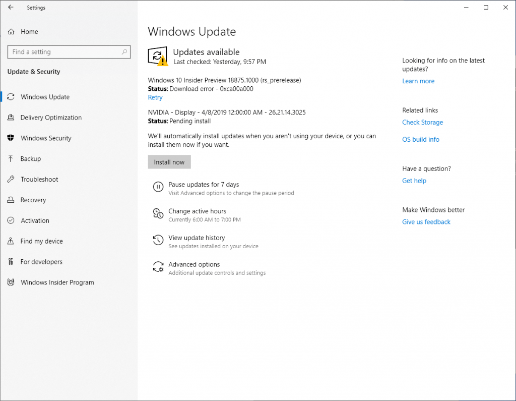 Installing Windows 10 Insider Preview 18875 1