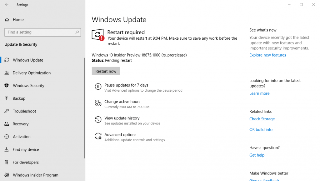 Installing Windows 10 Insider Preview 18875 15