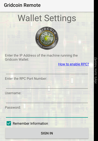Gridcoin Remote Screenshot 1