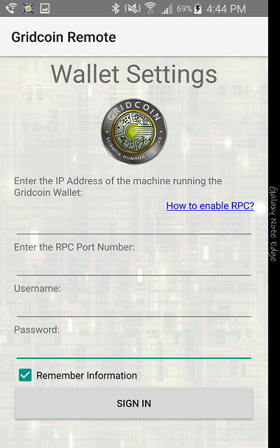 Gridcoin Remote Screenshot 1