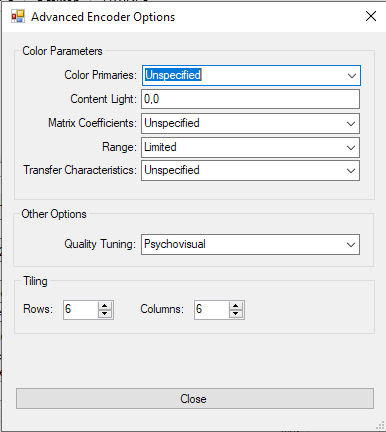 rav1e GUI v1.15 Advanced Window