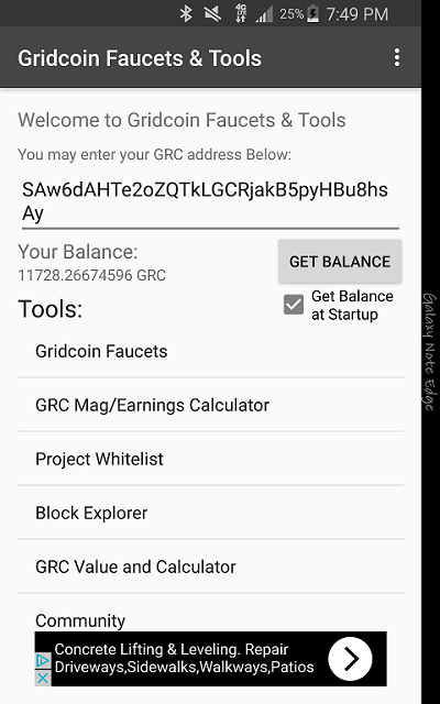 Gridcoin Faucets & Tools v1.3.2 Main Window