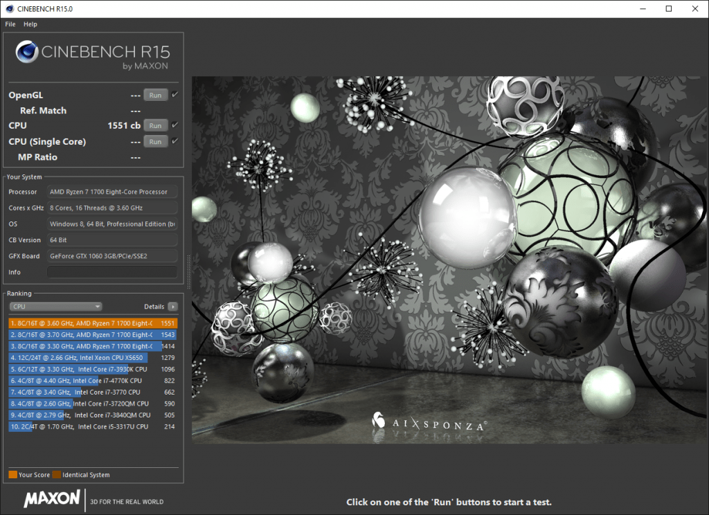 AMD Ryzen 7 1700 3.6Ghz Benchmark