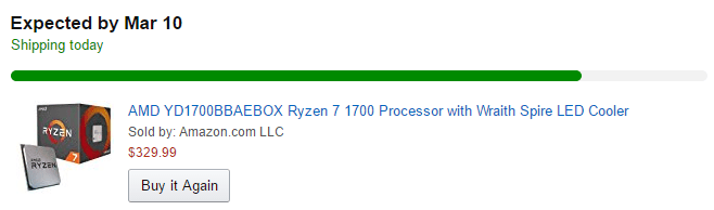 AMD Ryzen 7 1700 Amazon Shipping Today