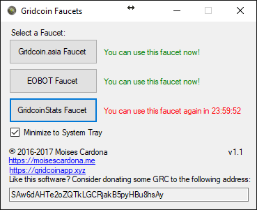 Gridcoin Faucets para Windows v1.1