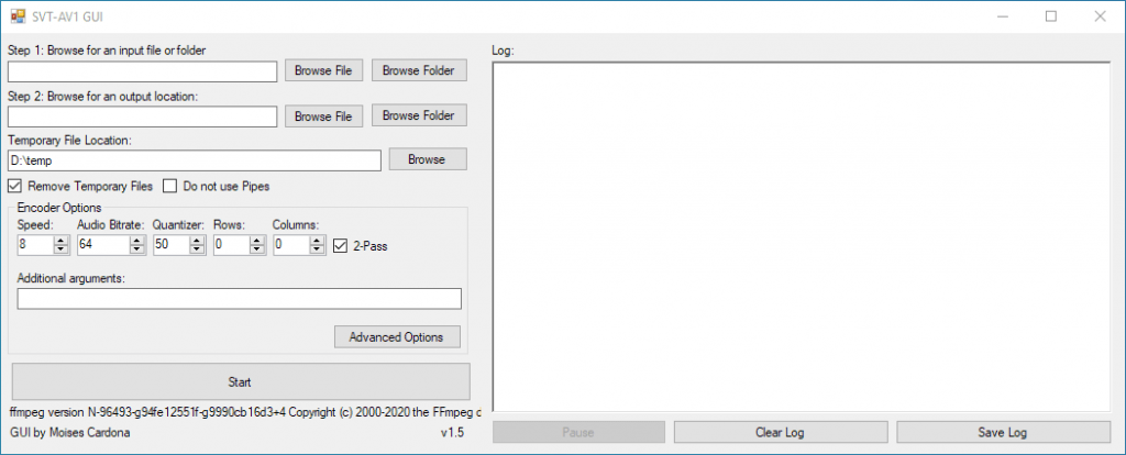 SVT-AV1 GUI v1.5 Main Window