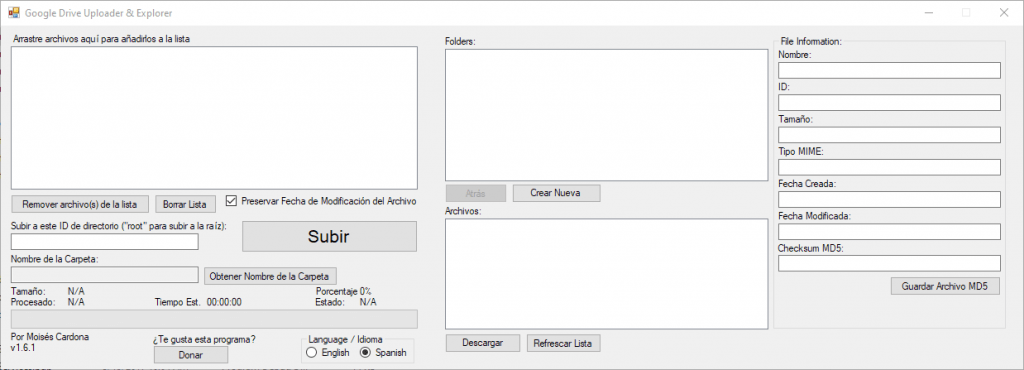 Google Drive Uploader & Explorer Tool v1.6.1 - Spanish