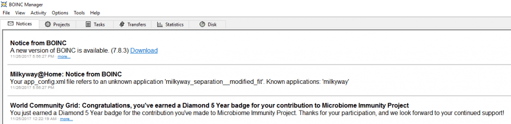 Microbiome Immunity Project - Diamond 5 Year Badge BOINC Message