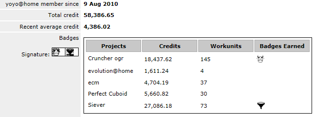 Participating in the yoyo@home BOINC challenge 6