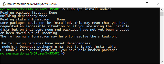 NodeJS installing nodejs fails