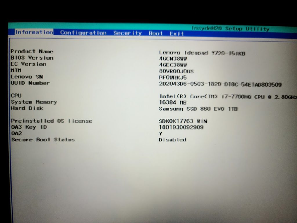 Lenovo Y720 16GB RAM