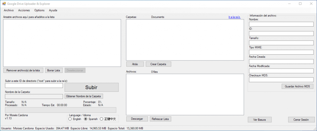 Google Drive Uploader & Explorer Tool v1.13 (Spanish)