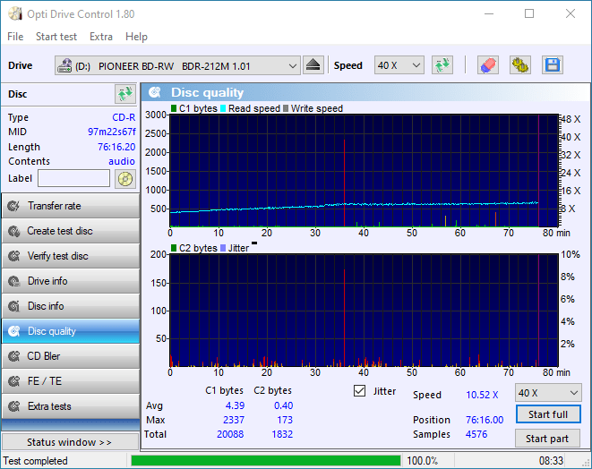 PlexDisc CD-R on TEAC DW-224E-C Scanned on Pioneer BDR-2212