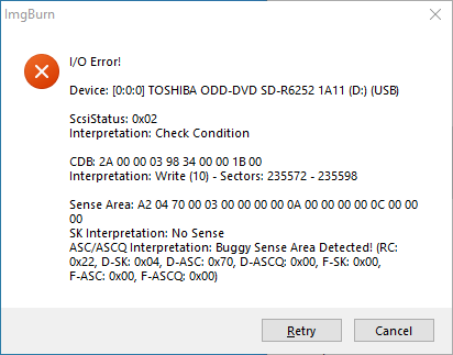 PlexDisc CD-R on TOSHIBA ODD-DVD SD-R6252 Burning 2