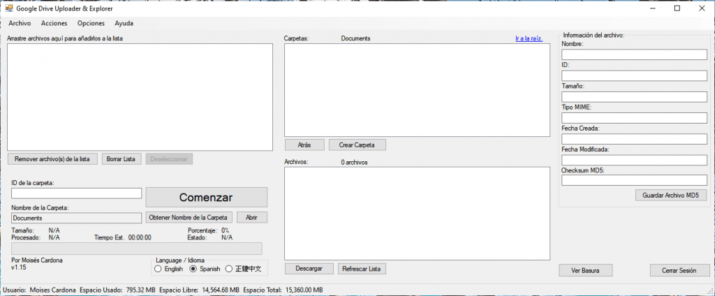Google Drive Uploader & Explorer Tool v1.15 (Spanish)