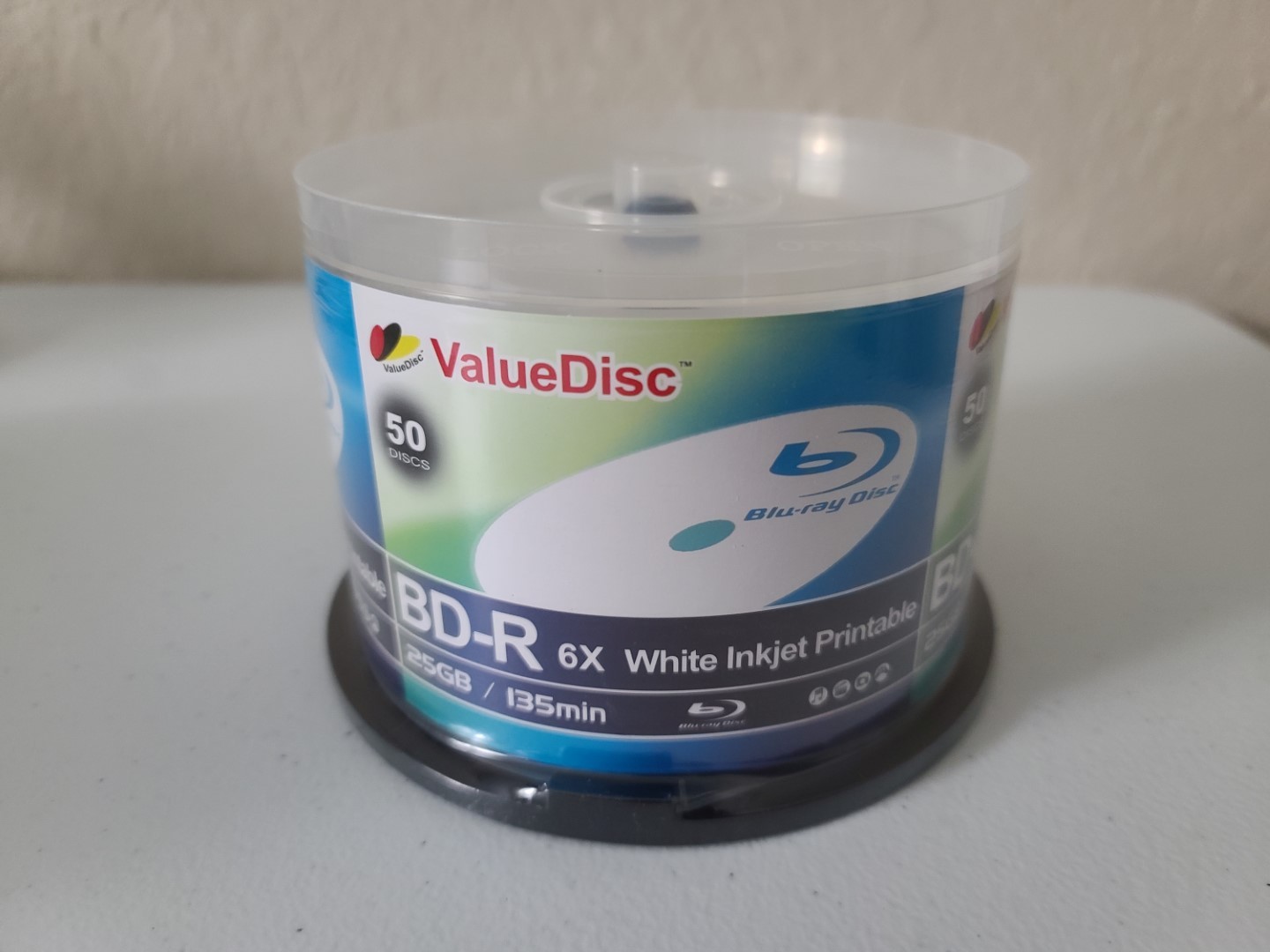 ValueDisc BD-R 25GB 50pk White Inkjet Printable 1