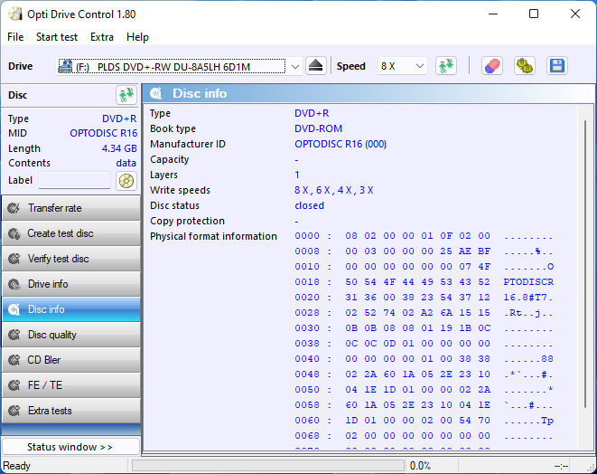 PlexDisc DVD+R on LiteOn DU-8A5LH 8x 13