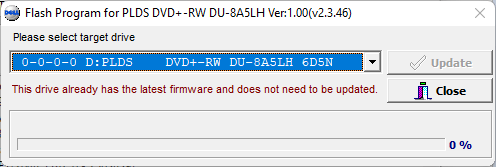 Corriendo la herramienta del firmware 6D5N de la unidad óptica LiteOn (PLDS) DU-8A5LH - Actualización completa.