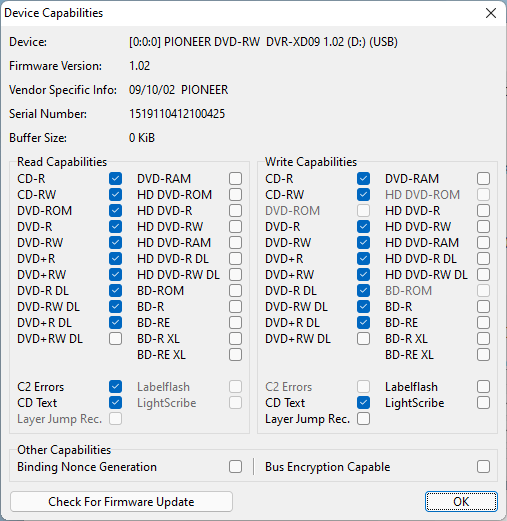 Pioneer DVR-XD09 1.02 capabilities