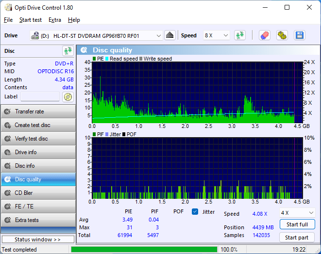 PlexDisc DVD+R on LiteOn DU-8A5LH 8x 17