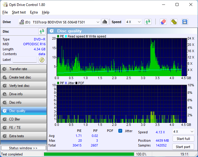 PlexDisc DVD+R on LiteOn DU-8A5LH 8x 18