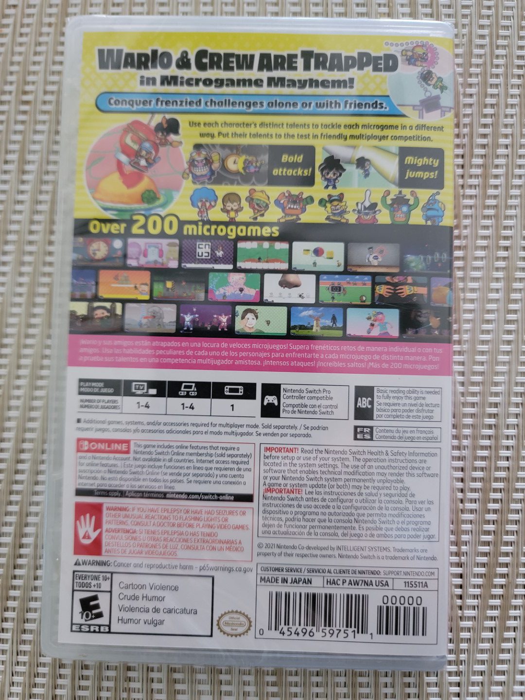 Back Box Art of the Nintendo Switch game Wario Ware: Get It Together