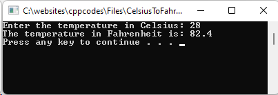 Celcius to Fahrenheit Converter. A user enters a value in Celsius and it will be converted to Fahrenheit.