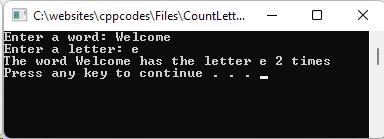 Program that counts the number of times a letter appears in a word.