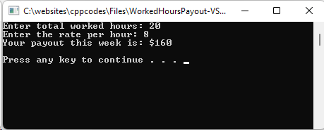 Worked Hour calculator for a week. It needs the number of hours worked and the pay rate per hour.