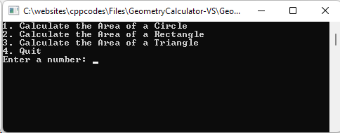 Geometry Calculator Main Menu