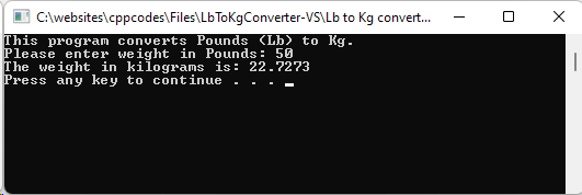 Pounds (Lb) to Kilograms (Kg) Converter.
