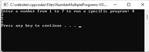 Multiple Numbers Programs. Mode 4: Counts from 1 to 3 in backward order.