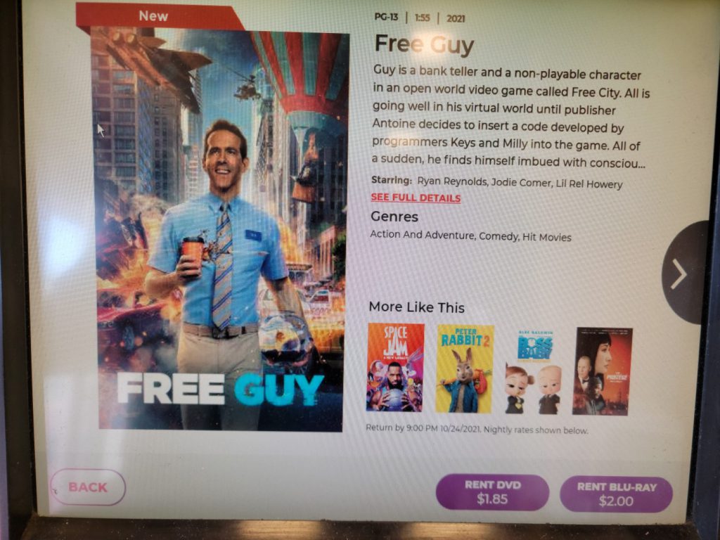 Free Guy at Redbox 2