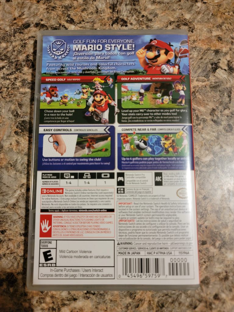 Mario Golf Super Rush Nintendo Switch - Box Back