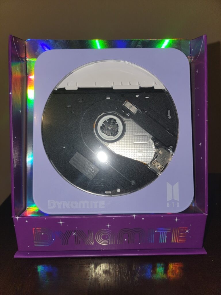 LG GPM2 BTS Violet Edition GPM2MV10 DVD Drive with no disc inserted in Craft Display Box.