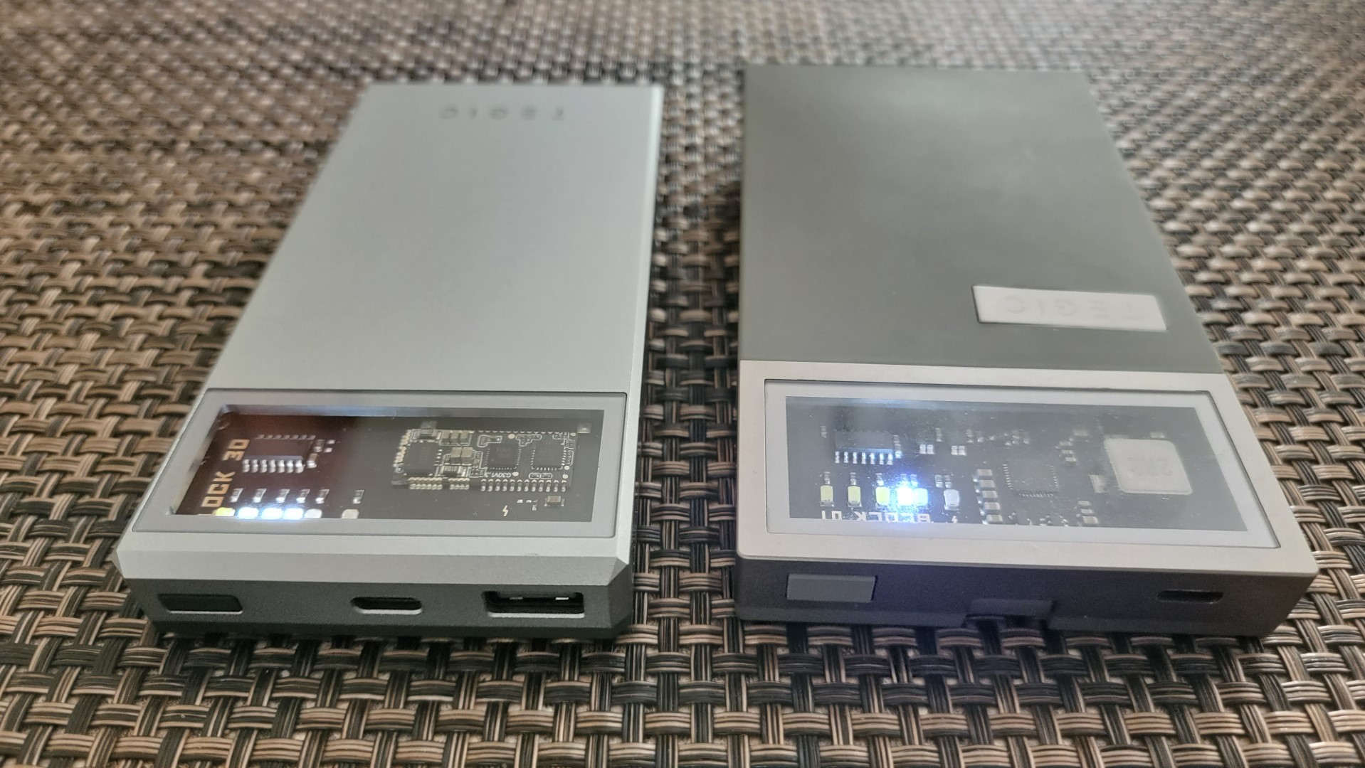 TEGIC Block 30 compared with the TEGIC Block 01 Ports with LEDs turned on - Front