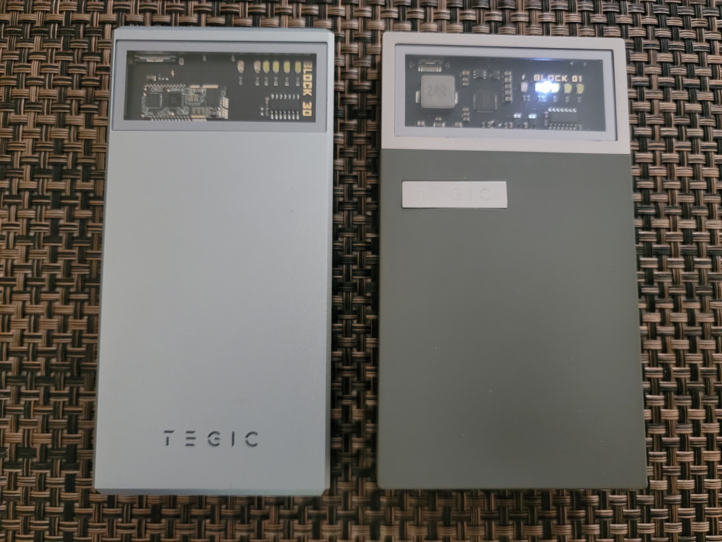 TEGIC Block 30 compared with the TEGIC Block 01 with LEDs turned on 2 - Front