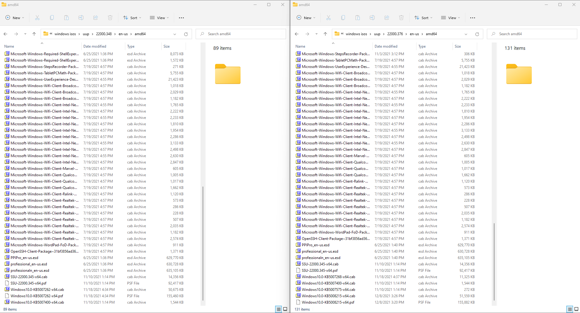 Windows 11 build 22000.348 and Windows 11 22000.376 Update files
