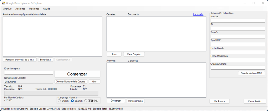 Google Drive Uploader & Explorer Tool v1.15.2 (Spanish)