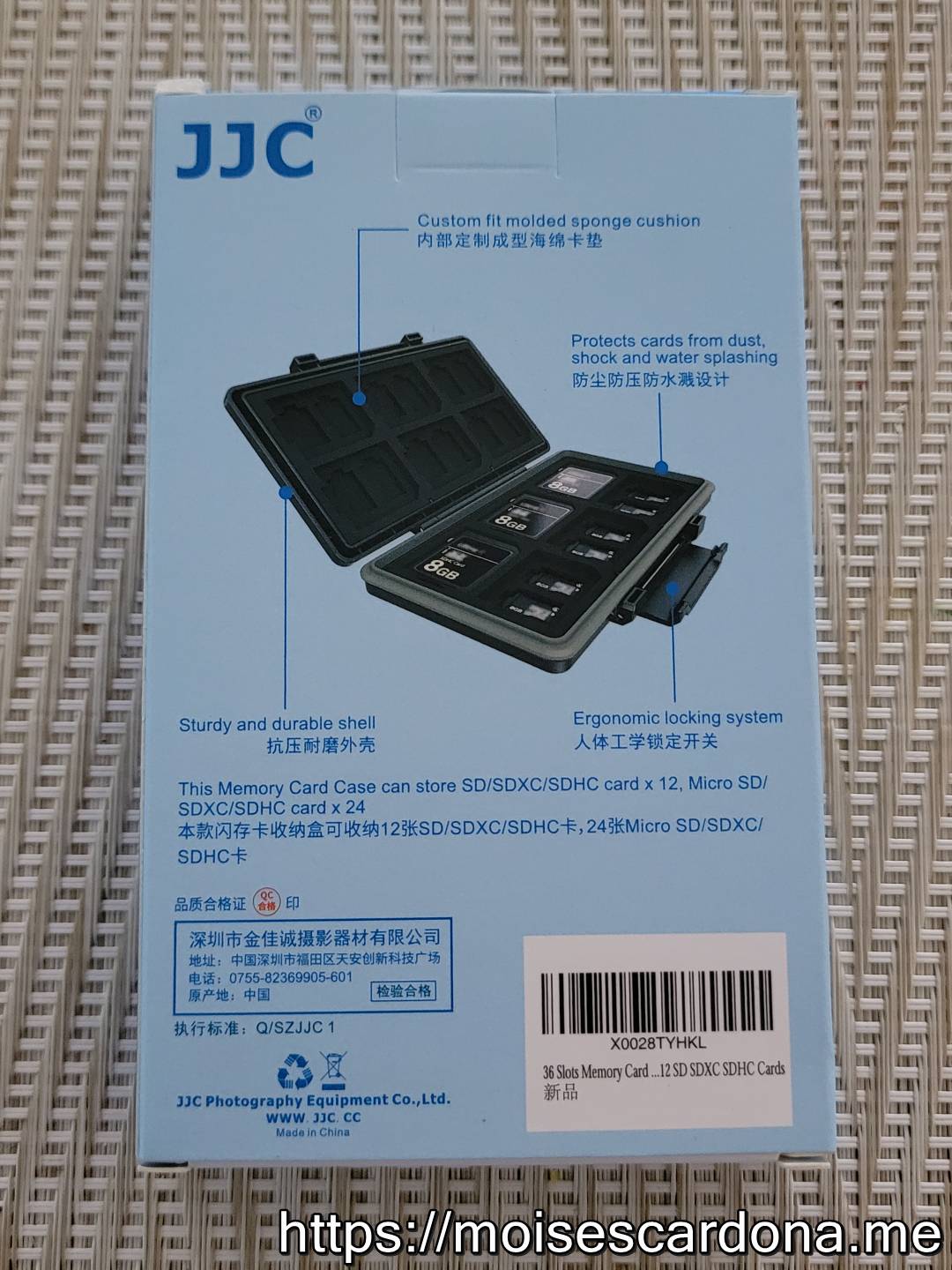 JJC 36-Slot Memory Card Case - Box Back