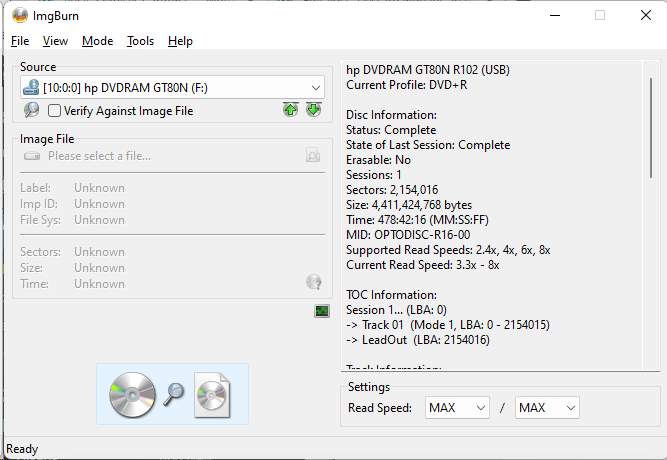 Verifying the Windows 10 build 19044.1561 ISO image burned to a DVD using ImgBurn - 5