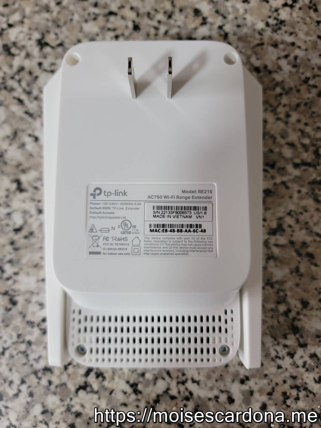 TP-Link AC750 Wifi Extender (RE215) - Wifi Extender RE215 Back