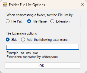 PAQCompress v0.6.0 Folder File List Options