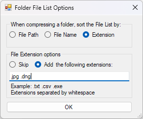 PAQCompress v0.6.0 Add extensions option.