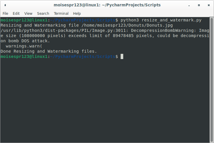 Python Resize and Watermark Script - Running the Script