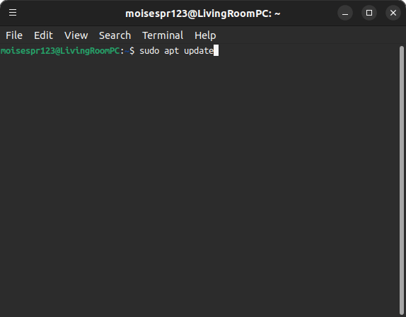 1 - sudo apt update